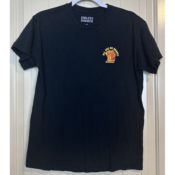 Endless Bummer "All gas no brakes" black short sleeve t-shirt sz M GUC - Picture 1 of 4